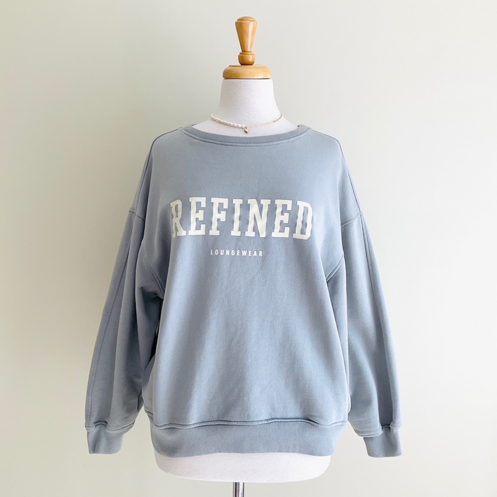 OAK + FORT Light Blue 'REFINED' Crewneck Sweatshirt